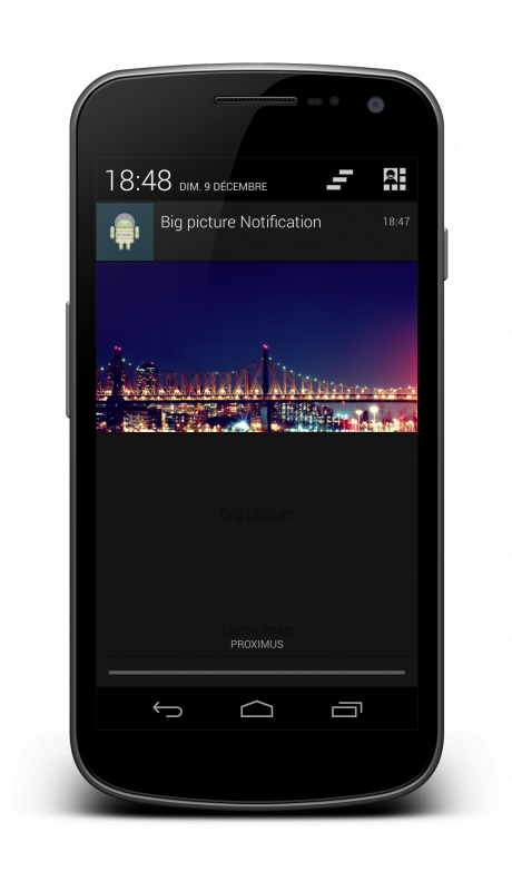 Exécution de la notification affichant une grande image