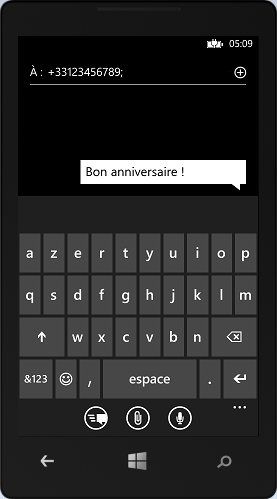 Composition d'un SMS pré-rempli