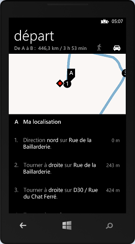 Calcul d'itinéraire grâce au launcher