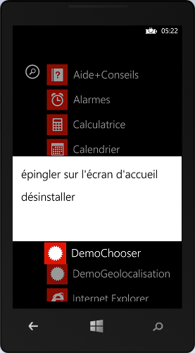 Épingler une application