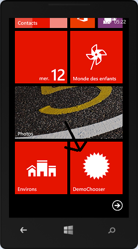 Notre application est épinglée et nous voyons sa tuile sur la page d'accueil