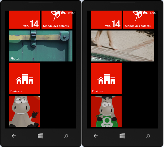 Les images de Zozor défilent dans la tuile