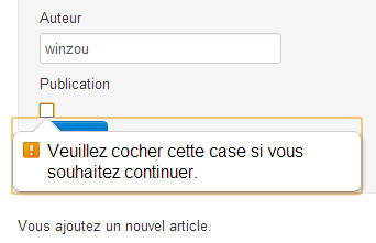 Le champ « Publication » était obligatoire