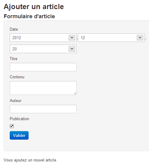 Aperçu du formulaire simple