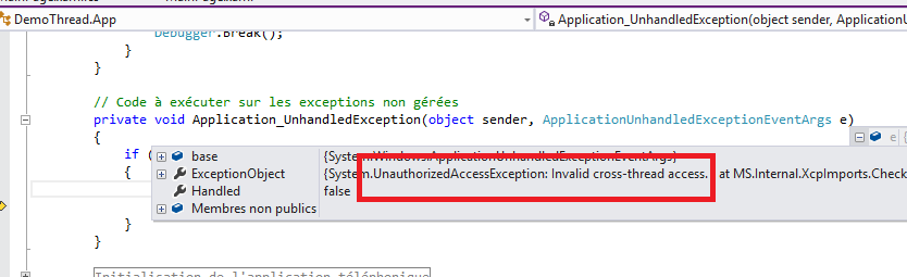 Levée d'exception lors de l'accès au TextBlock