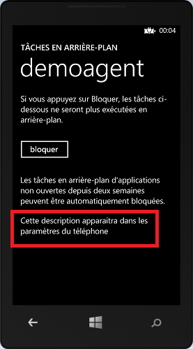 Description de l'agent