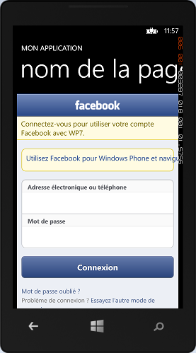 Connexion à Facebook