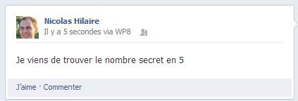 Le message est affiché sur mon mur