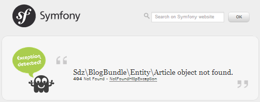 J'ai tenté d'afficher un article qui n'existe pas, voici la page d'erreur 404