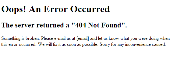 Une page d'erreur pas très séduisante