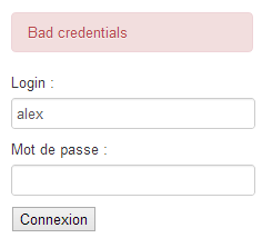 Mauvais identifiants