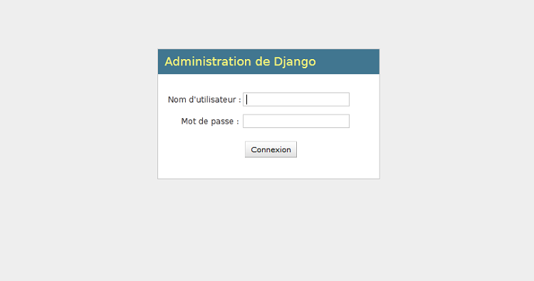 L'écran de connexion de l'administration
