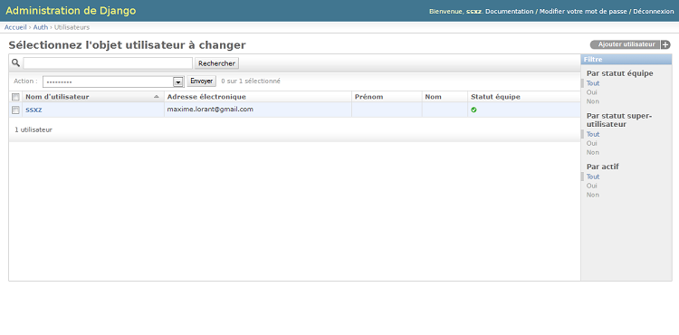 Liste des utilisateurs