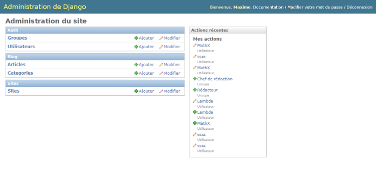 La deuxième section nous permet enfin de gérer notre blog !