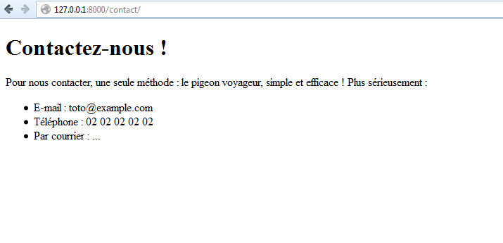 Exemple de page de contact utilisant « Flatpages »