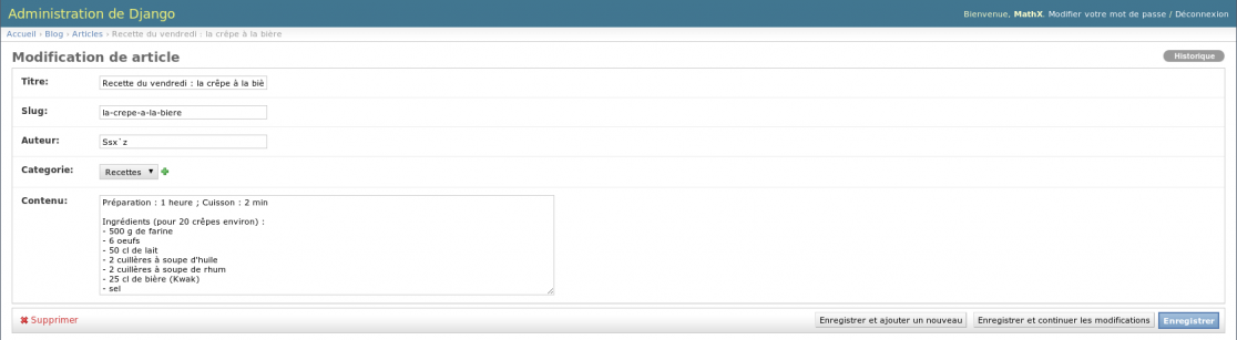 Notre formulaire, avec une nouvelle organisation des champs