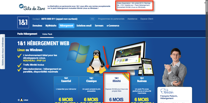 Les offres d'hébergement de 1and1