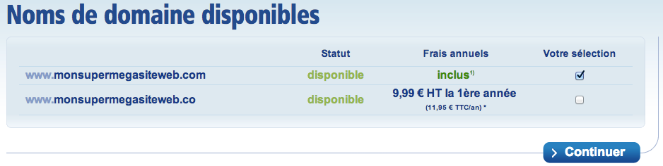 Vérifiez si le nom de domaine est libre avant de continuer