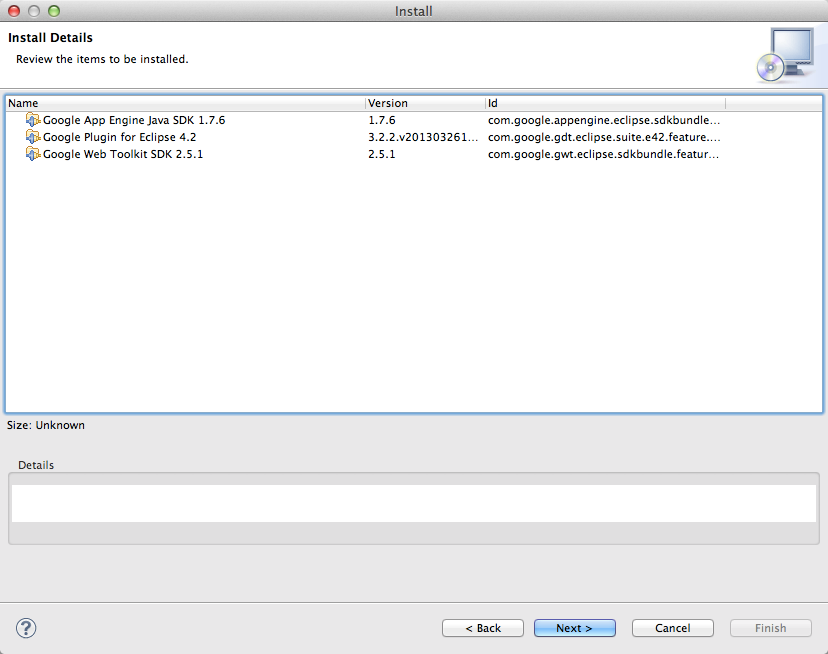 Validation des éléments à installer