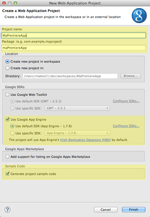 Préparation de l'application