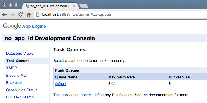 L'administration automatiquement générée par Google pour gérer votre application