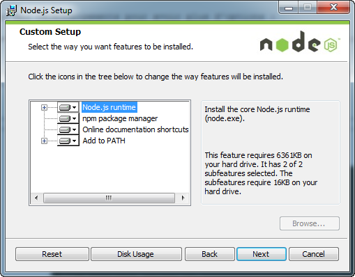 Choix des éléments à installer
