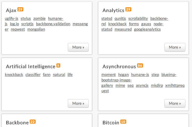 Le site Node Toolbox est un bon moyen de découvrir de nouveaux modules