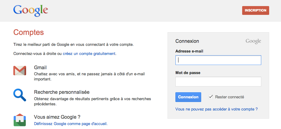 La vraie page de connexion une fois l'application en ligne