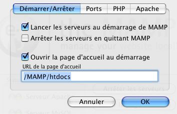 Les préférences dans MAMP