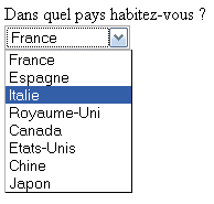 Une liste déroulante