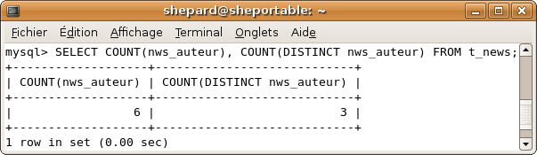 COUNT avec le mot-clef DISTINCT