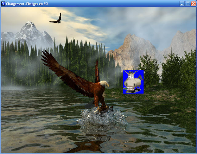 Zozor blitté par-dessus l'image de fond