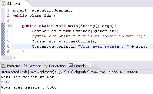Saisie utilisateur dans la console
