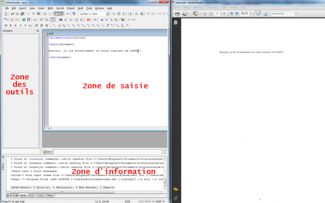 Éditeur LaTeX et lecteur PDF