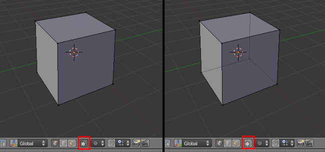 En mode Solid, cliquez sur le bouton encadré de rouge pour voir les points
