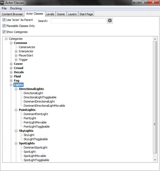 Lumières disponibles