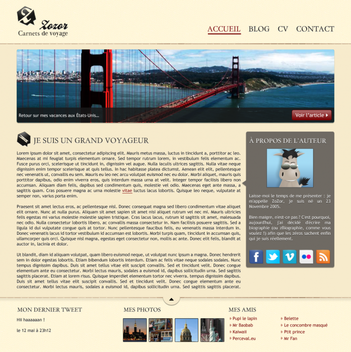 La maquette du site web que nous allons réaliser