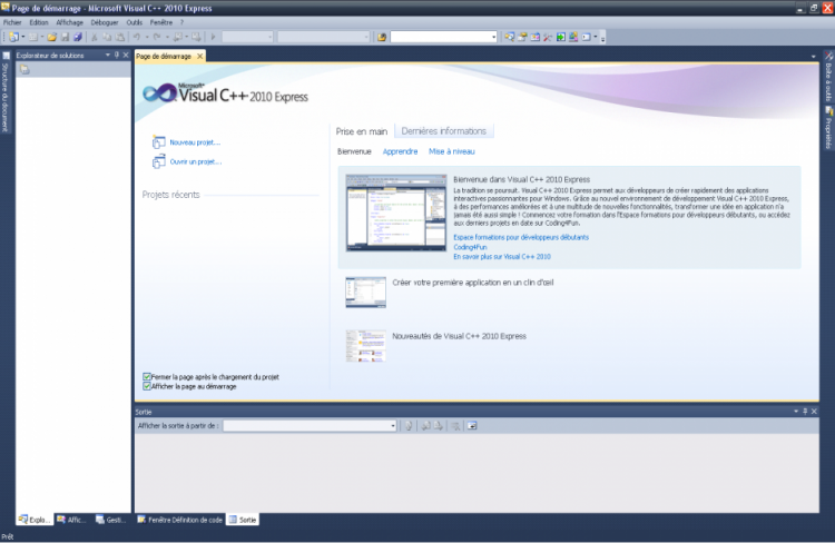 Lancement de Visual C++