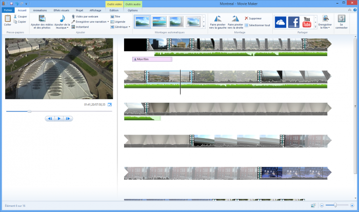 Vision d'ensemble de Movie Maker (cliquez sur l'image pour l'agrandir)